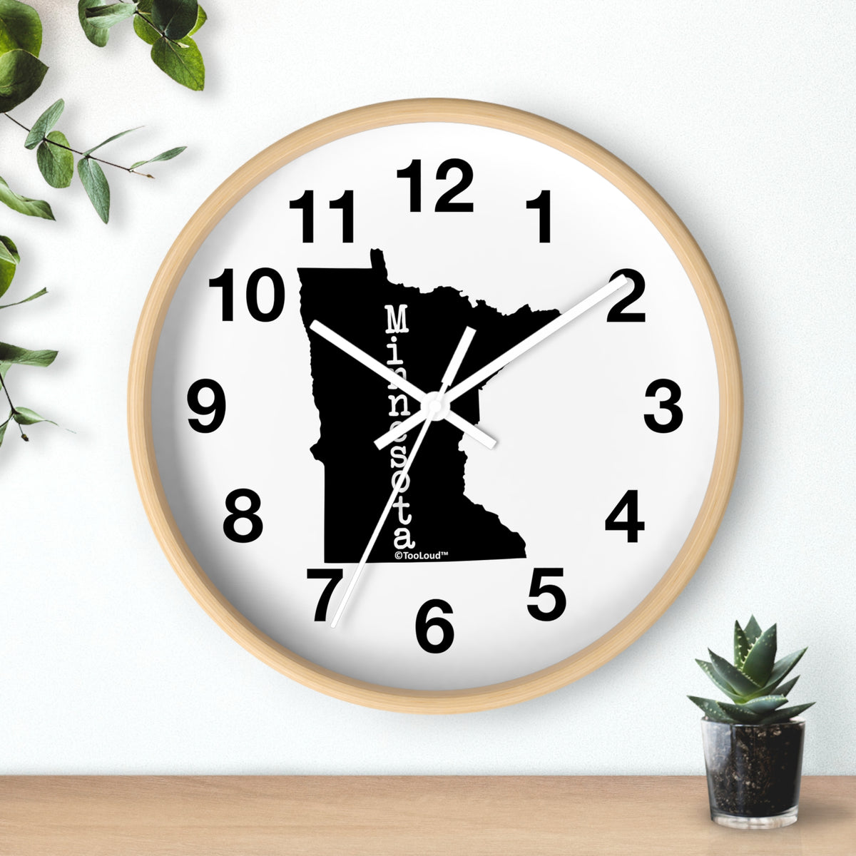 Minnesota – United States Shape 10" Round Wall Clock with Numbers by TOOLOUD