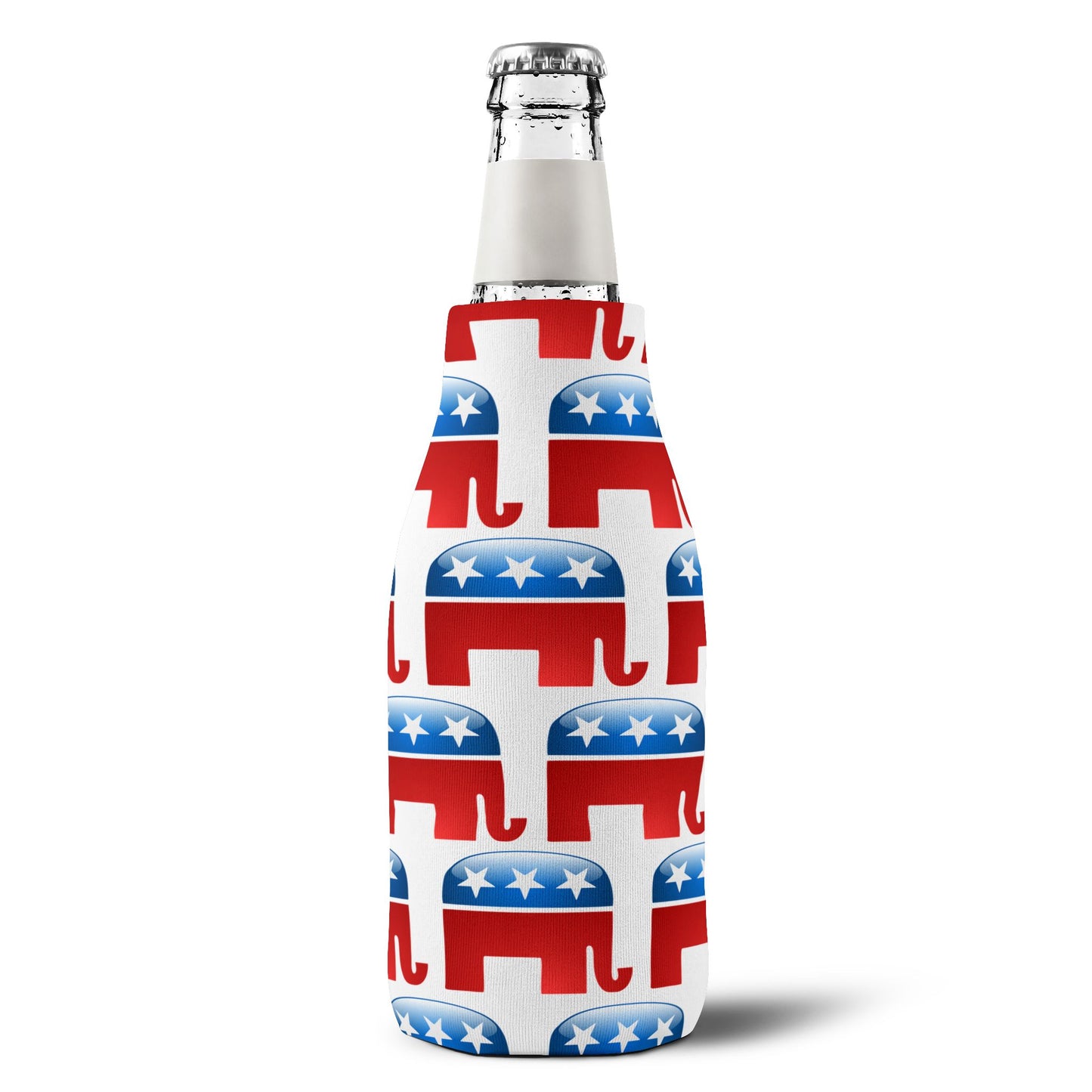 Republican Symbol All Over Collapsible Neoprene Bottle Insulator AOP - Zip-Up Bottle Cooler Sleeve