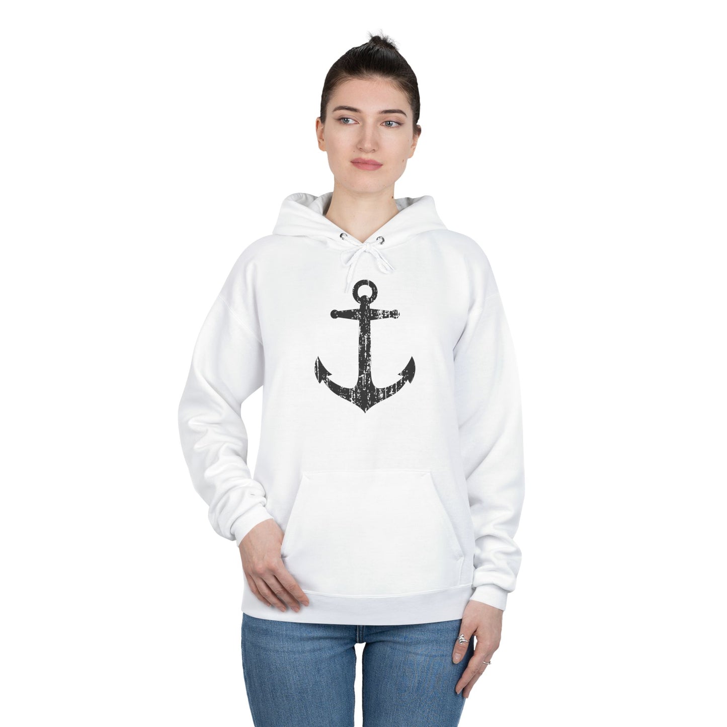 Distressed Nautical Sailor Anchor Hoodie Sweatshirt by TOOLOUD