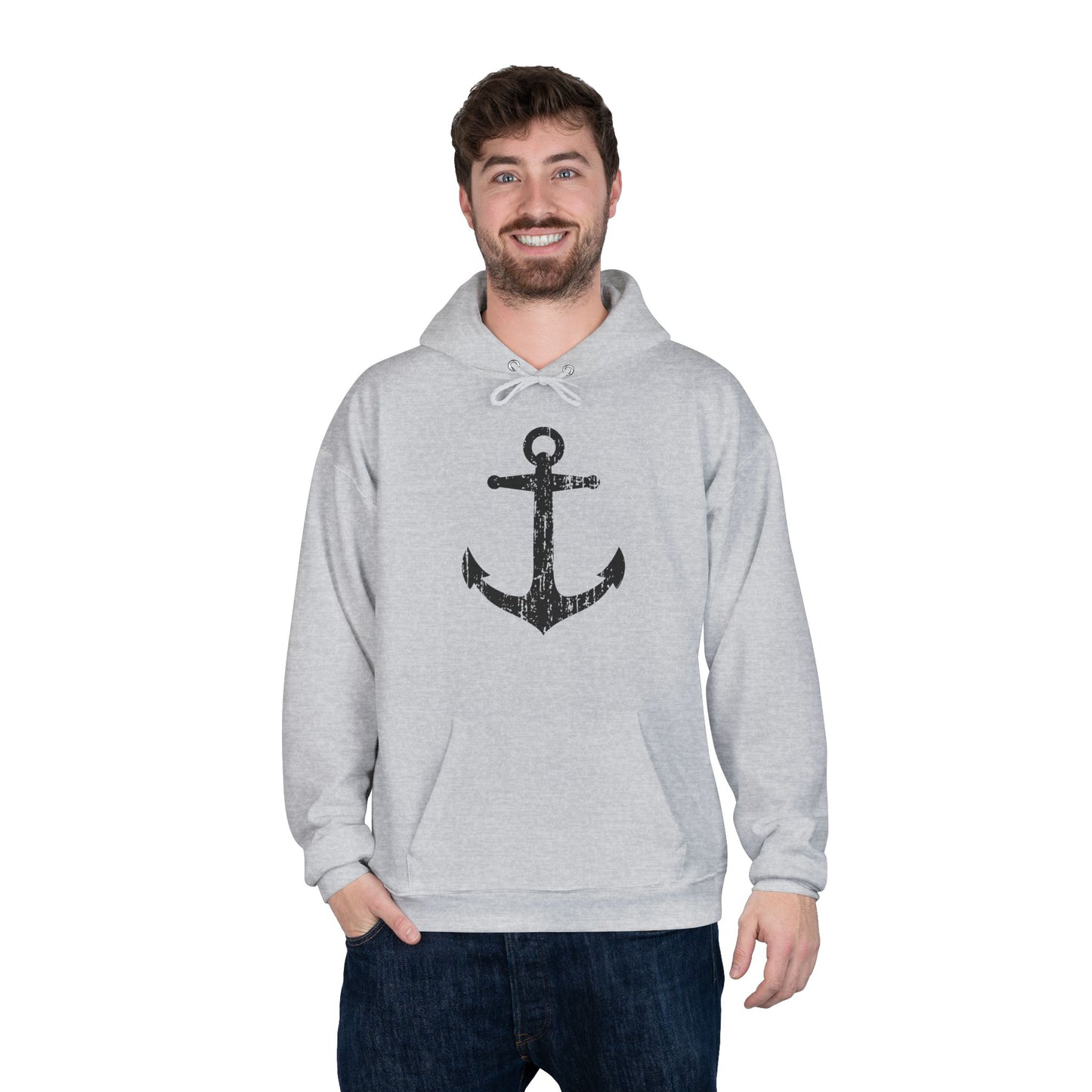 Distressed Nautical Sailor Anchor Hoodie Sweatshirt by TOOLOUD