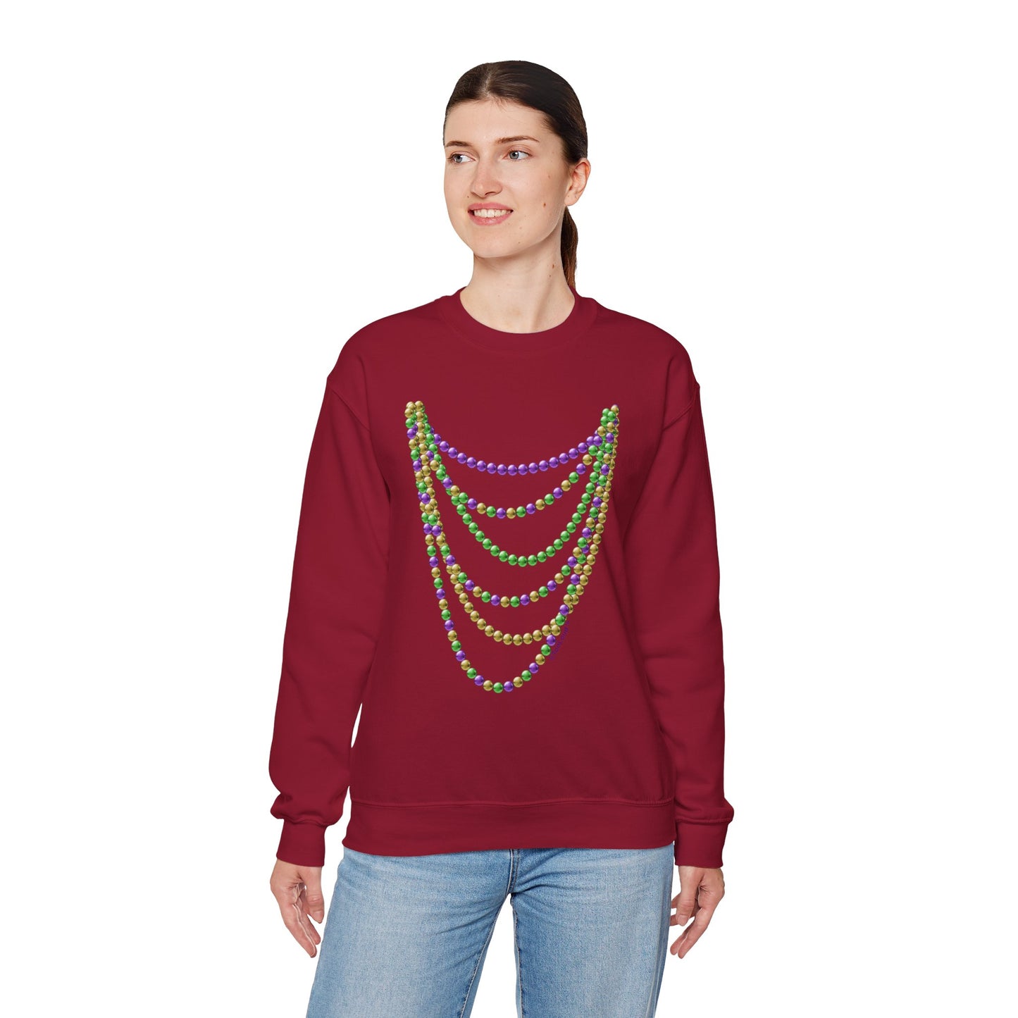 Mardi Gras Beads Necklaces Adult Crewneck Sweatshirt by TOOLOUD