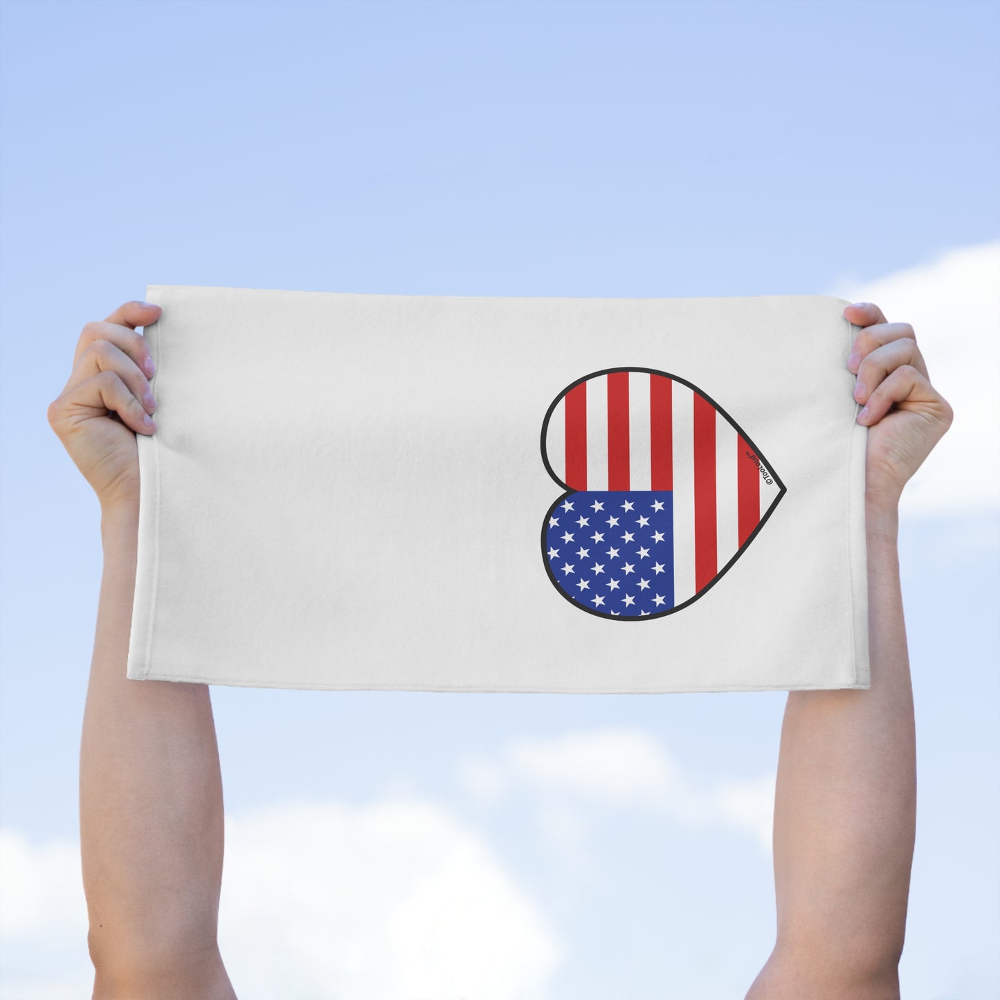 American Flag Heart Design 11" x 18" Dish Fingertip Towel by TOOLOUD