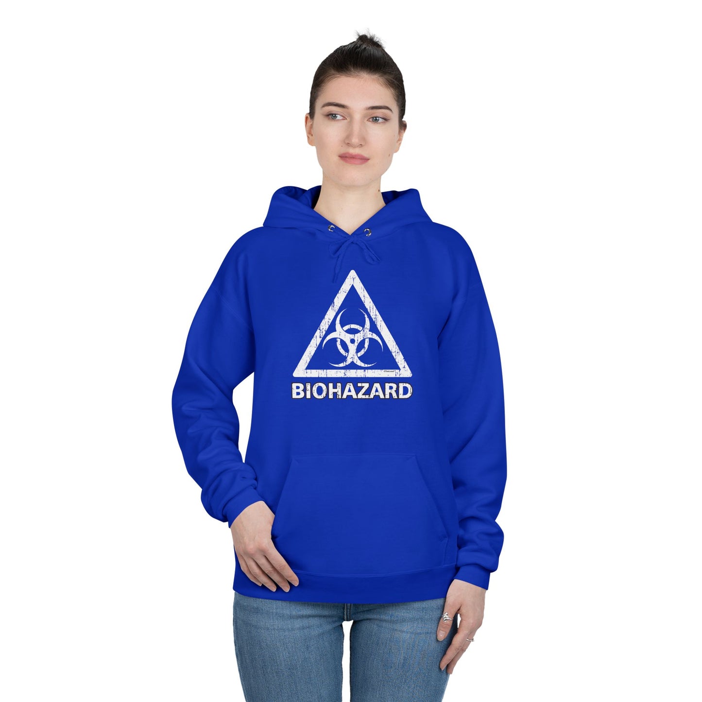 Biohazard Sign Distressed Dark Pullover Hoodie Sweatshirt by TOOLOUD
