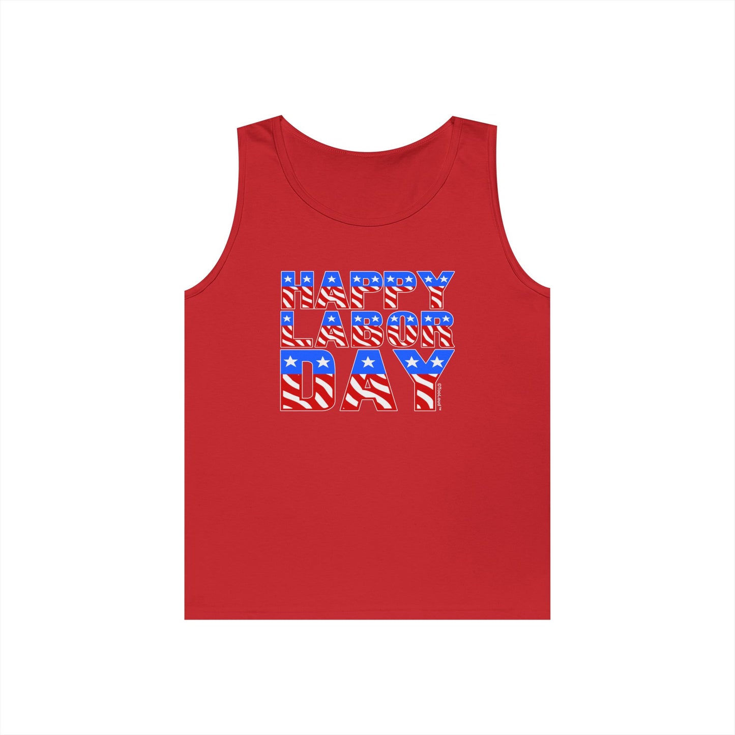 Happy Labor Day Color Text Loose Fit Dark Tank Top by TOOLOUD