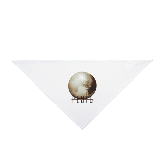 Planet Pluto Text Printed White Dog/Pet Bandana 26" or 20" by TOOLOUD