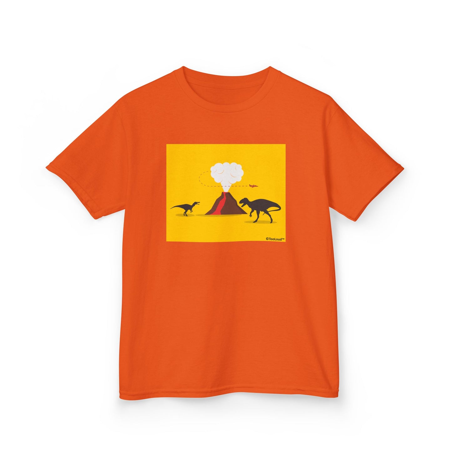 Two Dinosaurs and Volcano Design Children's T-Shirt by TOOLOUD