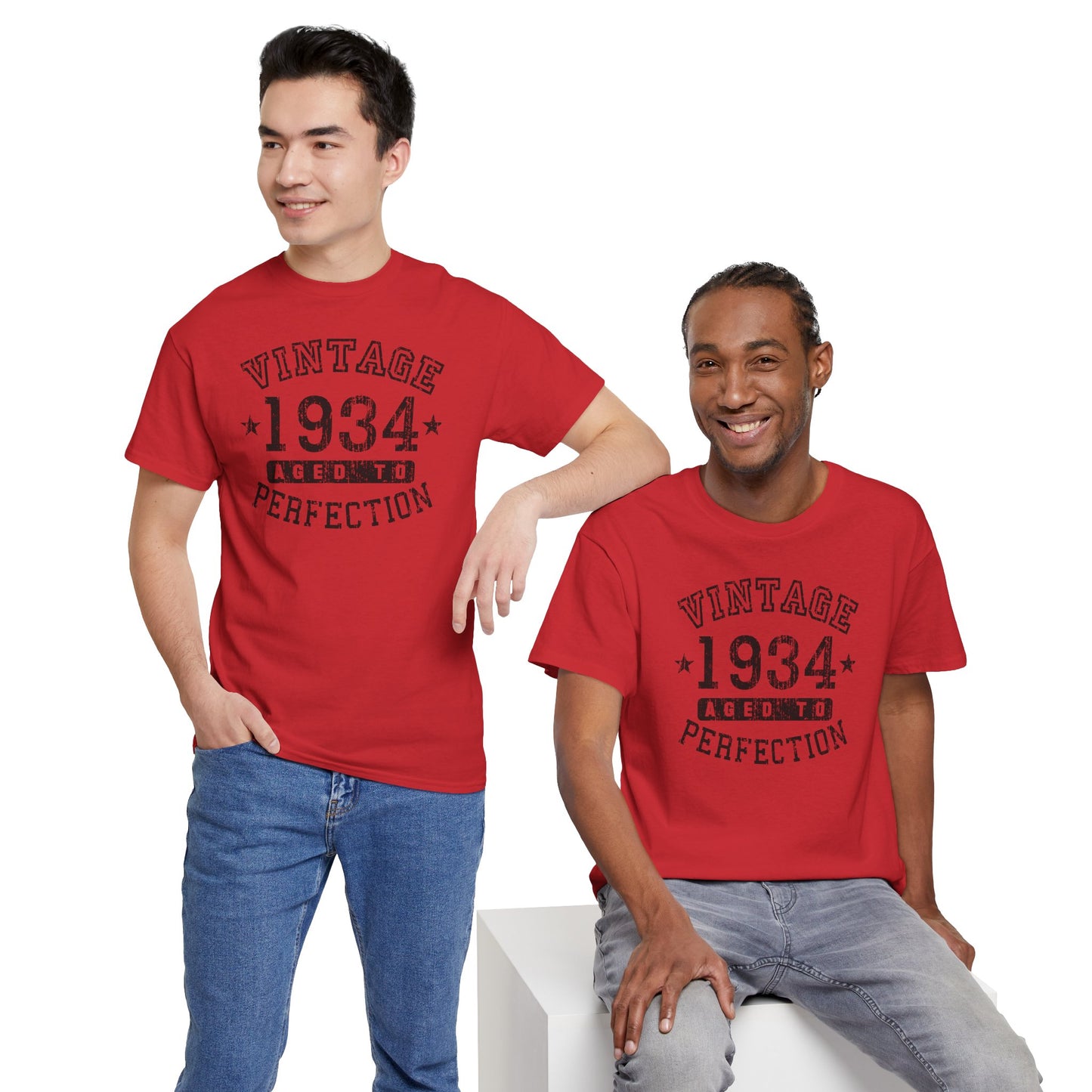1934 - Adult Unisex Vintage Birth Year Aged to Perfection Birthday T-Shirt by TOOLOUD