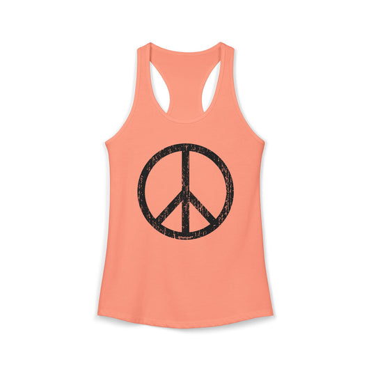 Peace Sign Symbol – Distressed Women’s Racerback Tank Top by TOOLOUD