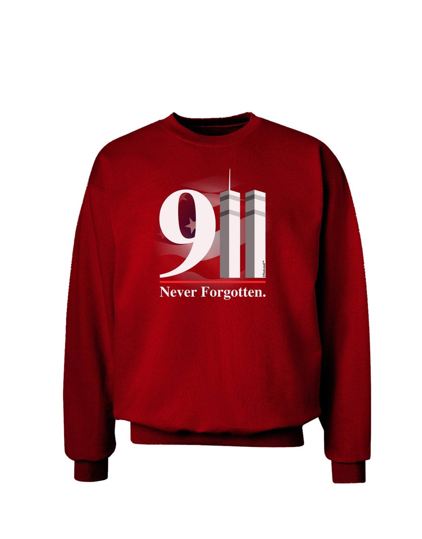 911 Never Forgotten Adult Dark Sweatshirt-Sweatshirts-TooLoud-Deep-Red-XXX-Large-Davson Sales