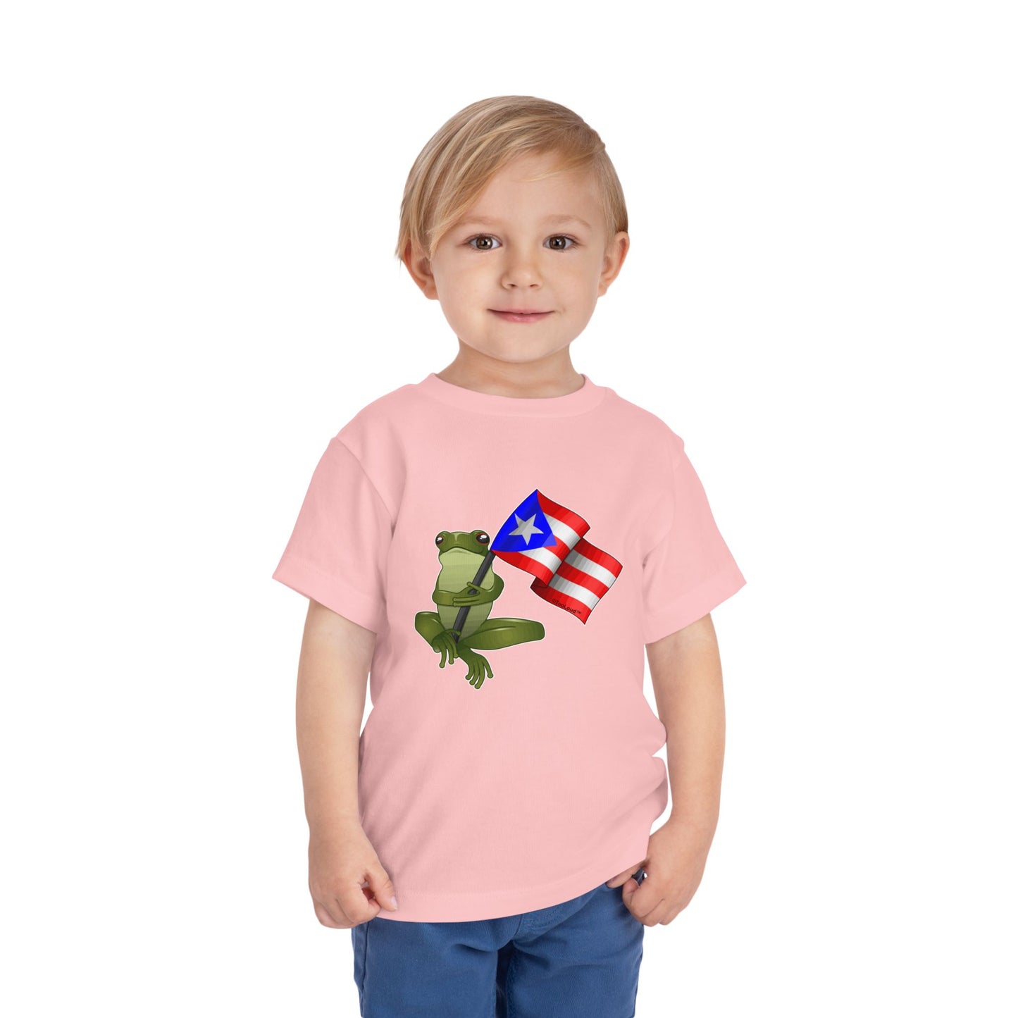 Coquí Holding Flag Toddler T-Shirt by TOOLOUD