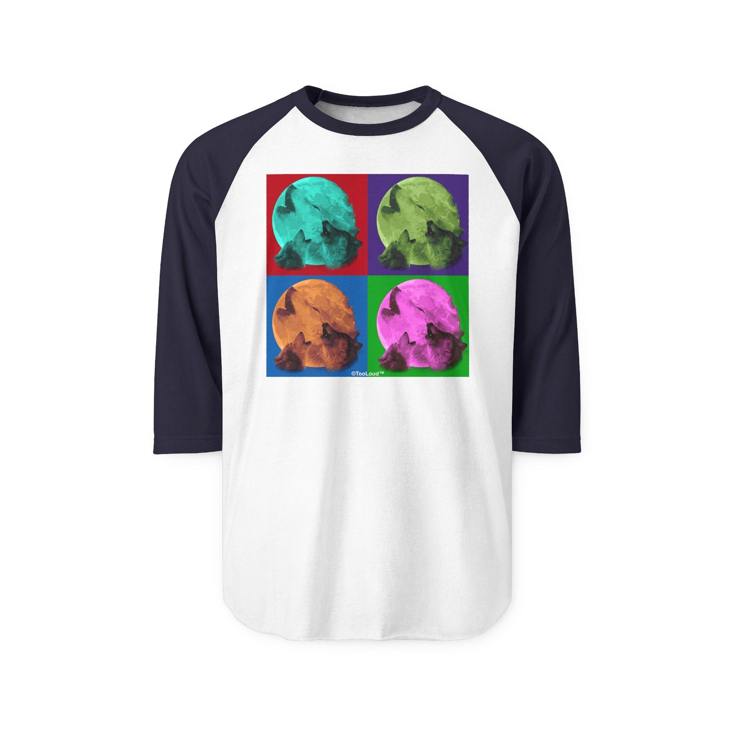 Three Wolves Howling - Pop-Art #1 Adult Unisex Raglan Shirt by TOOLOUD
