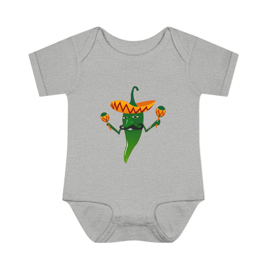 Green Hot Mexican Chili Pepper Cute Infant One-Piece Baby Bodysuit by TOOLOUD