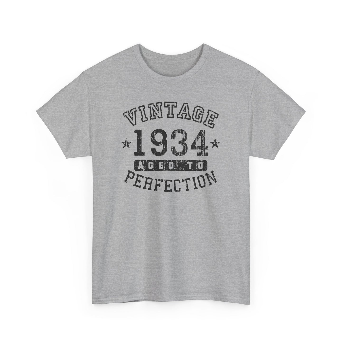 1934 - Adult Unisex Vintage Birth Year Aged to Perfection Birthday T-Shirt by TOOLOUD