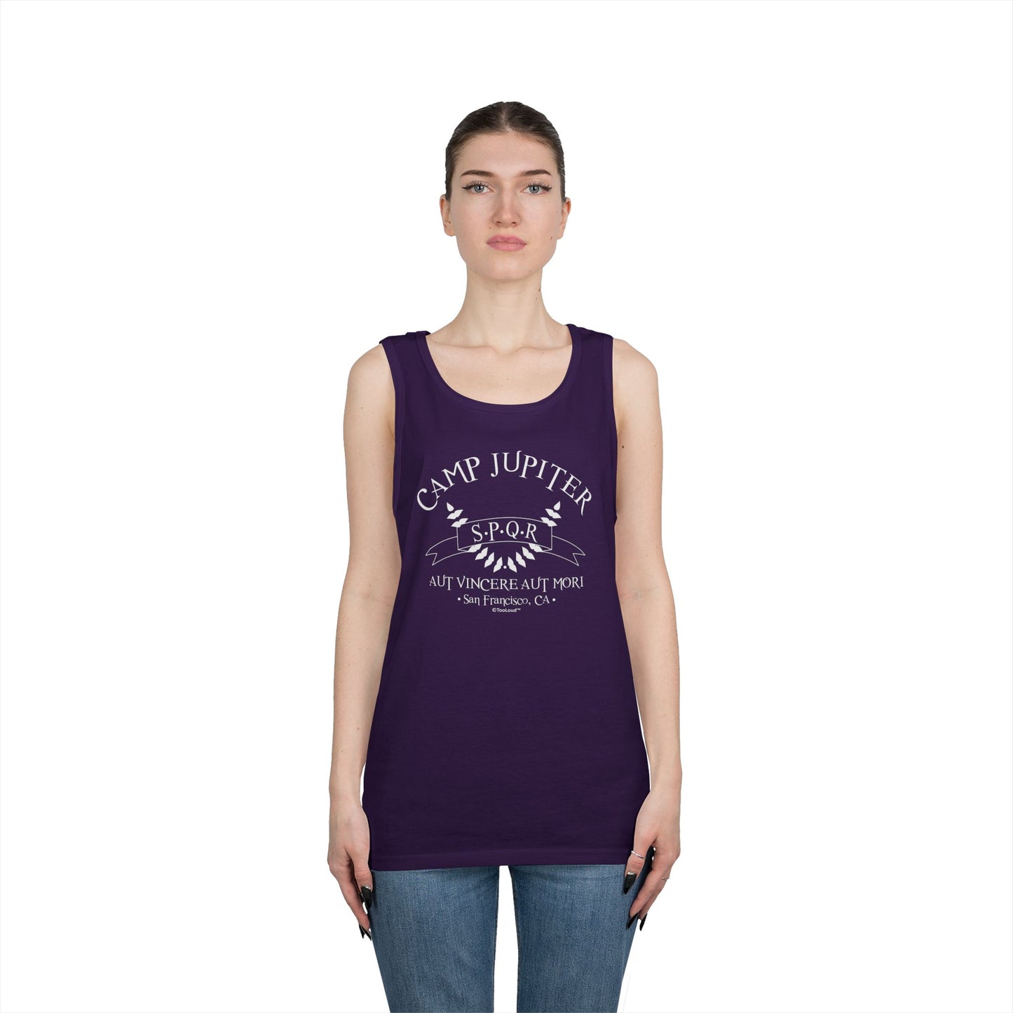 Camp Jupiter SPQR Banner Loose Fit Adult Dark Tank Top by TOOLOUD – Roman Demigod Inspired Design