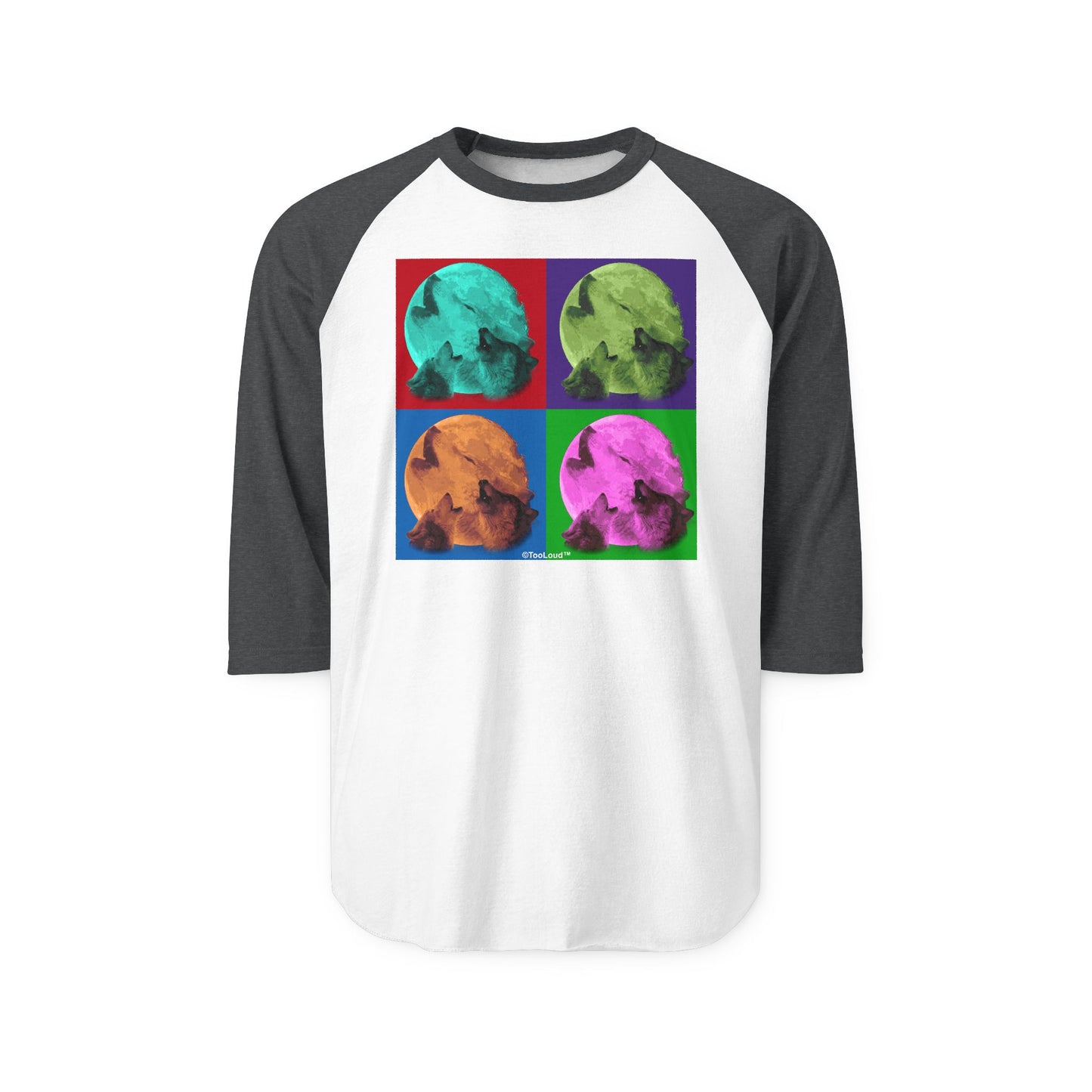 Three Wolves Howling - Pop-Art #1 Adult Unisex Raglan Shirt by TOOLOUD