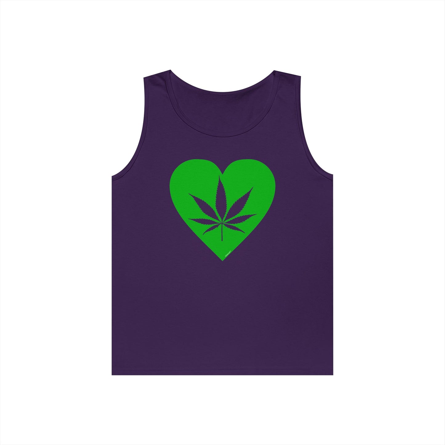 Marijuana Leaf Heart Green Adult Tank Top by TOOLOUD