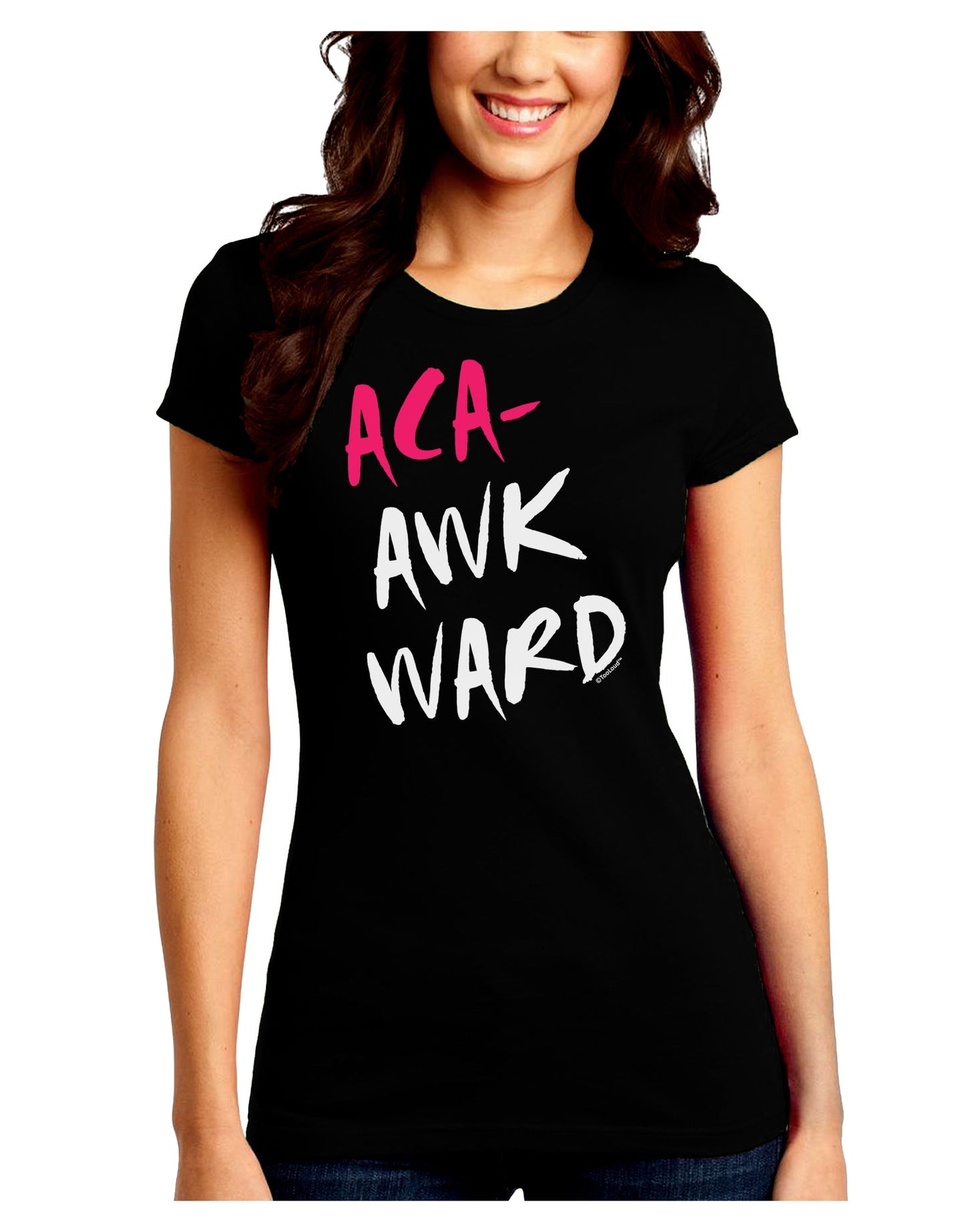 Aca-Awkward Juniors Crew Dark T-Shirt-T-Shirts Juniors Tops-TooLoud-Black-Juniors Fitted Small-Davson Sales