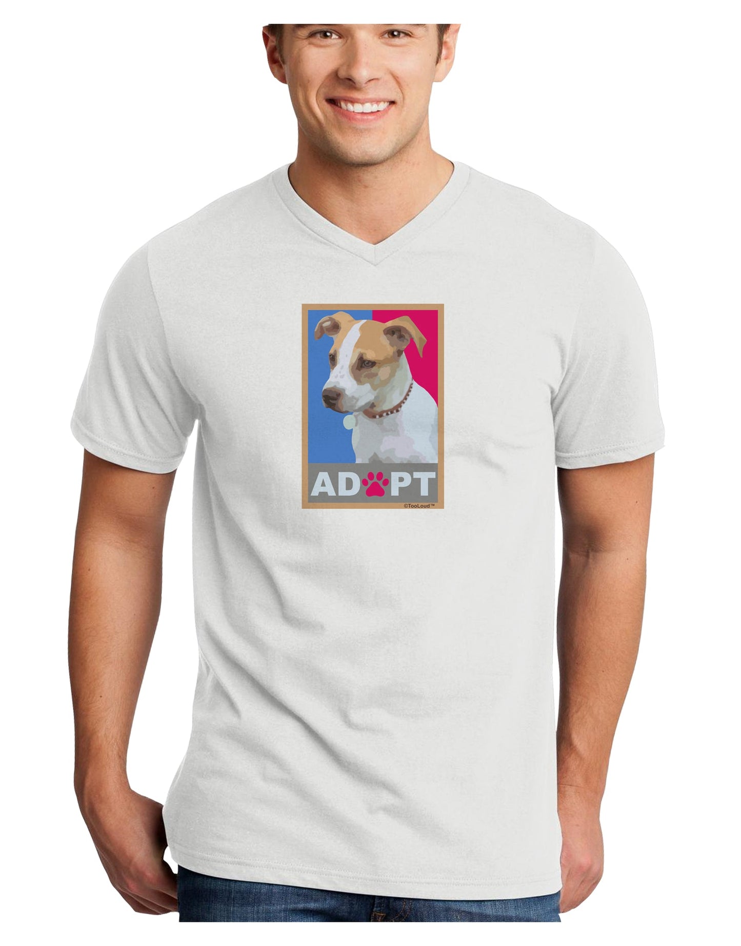 Adopt Cute Puppy Cat Adoption Adult V-Neck T-shirt-Mens V-Neck T-Shirt-TooLoud-White-Small-Davson Sales