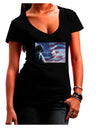 All American Cat Juniors V-Neck Dark T-Shirt by TooLoud-Womens V-Neck T-Shirts-TooLoud-Black-Juniors Fitted Small-Davson Sales