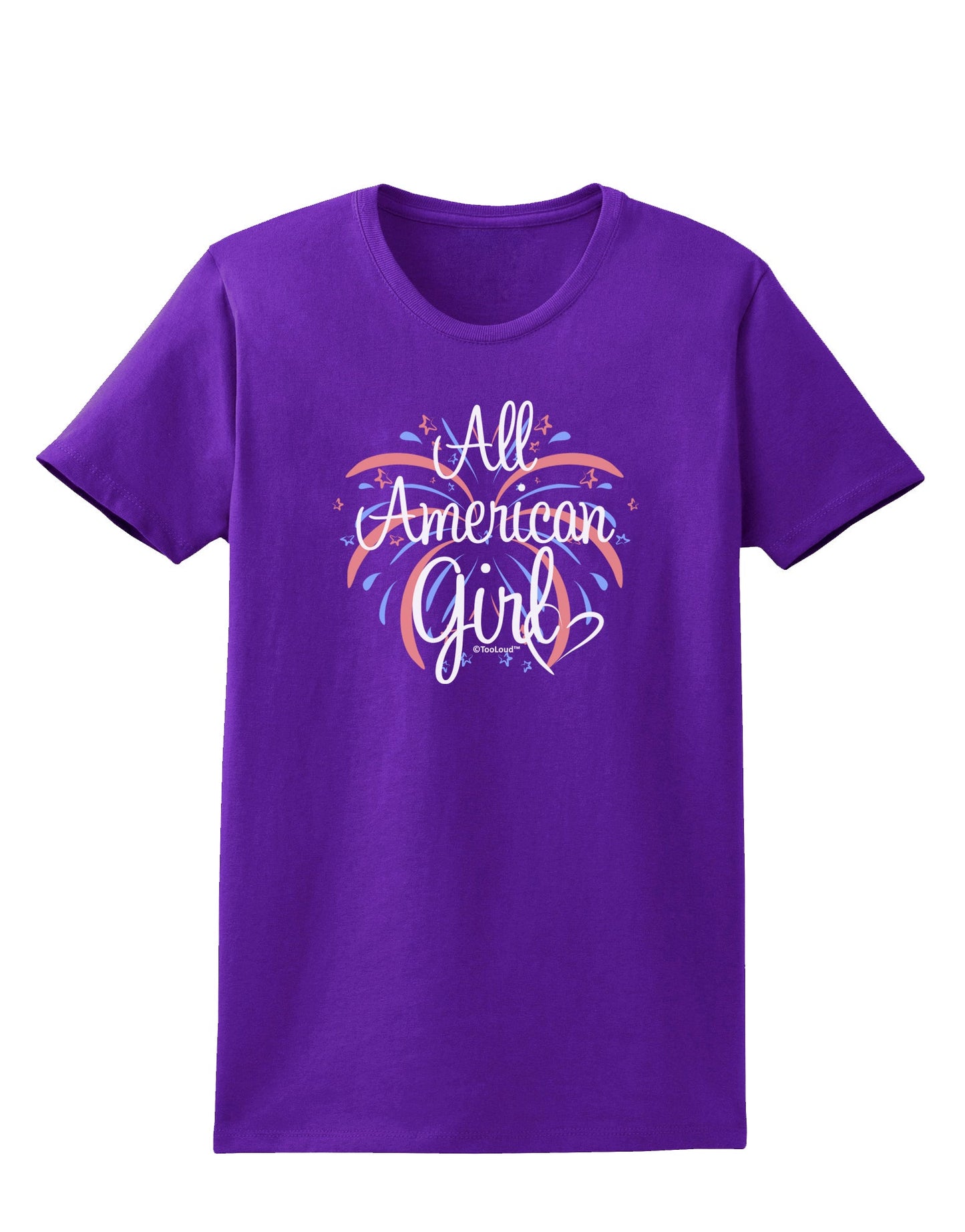 All American Girl - Fireworks and Heart Womens Dark T-Shirt by TooLoud-Womens T-Shirt-TooLoud-Purple-X-Small-Davson Sales