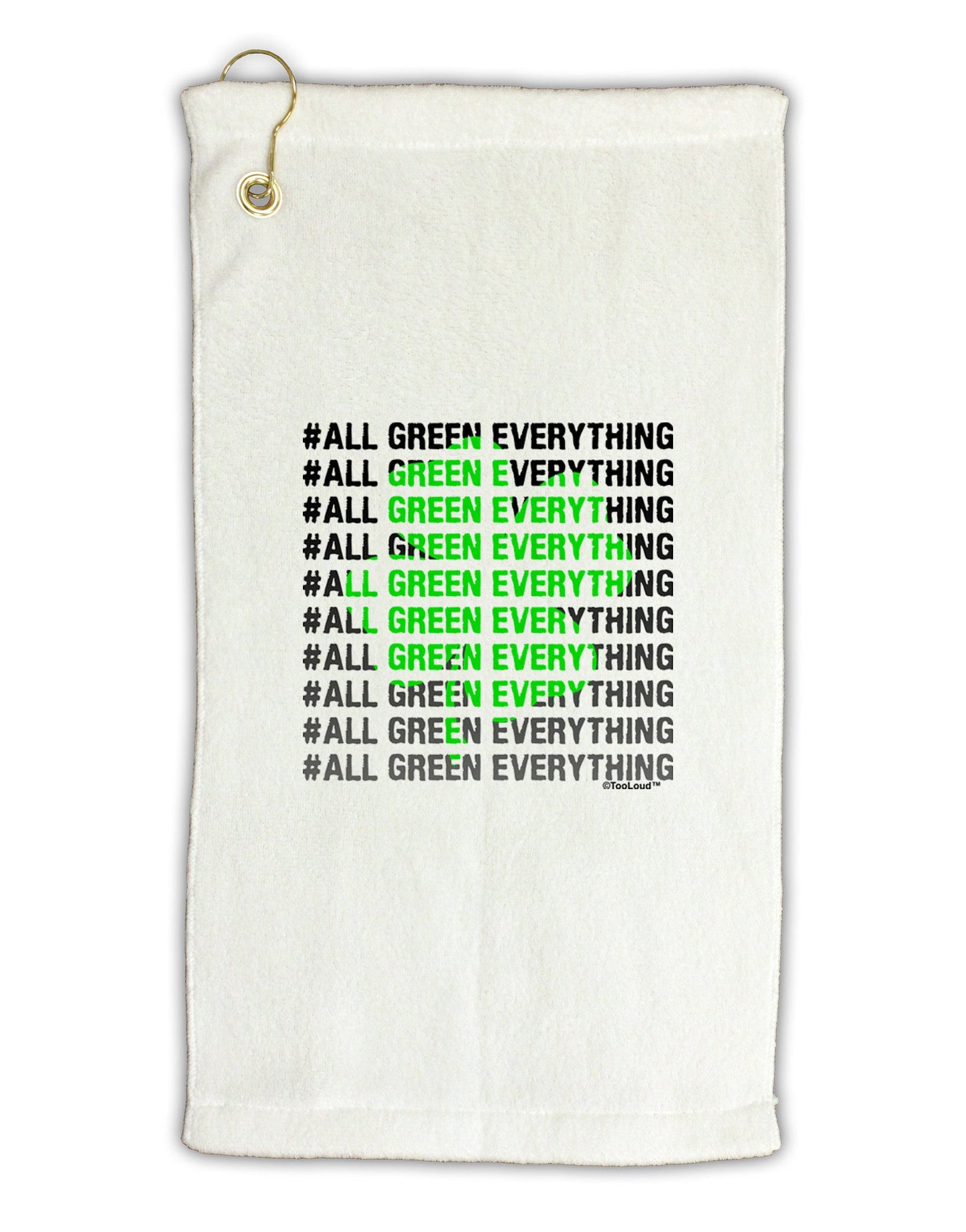 All Green Everything Clover Micro Terry Gromet Golf Towel 11"x19-Golf Towel-TooLoud-White-Davson Sales