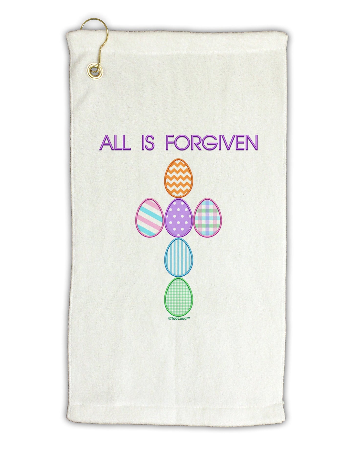 All is forgiven Cross Faux Applique Micro Terry Gromet Golf Towel 16 x 25 inch-Golf Towel-TooLoud-White-Davson Sales