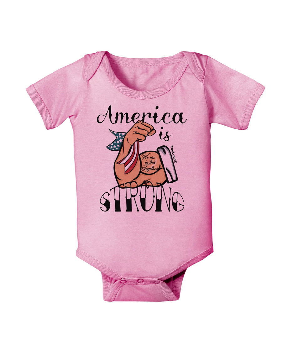 America is Strong We will Overcome This Baby Romper Bodysuit-Baby Romper-TooLoud-White-06-Months-Davson Sales