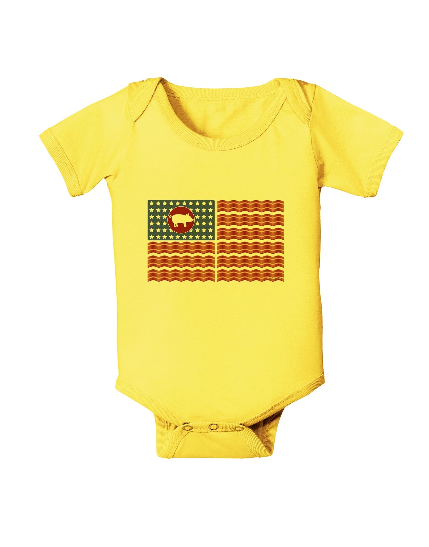 American Bacon Flag Baby Romper Bodysuit-Baby Romper-TooLoud-Yellow-06-Months-Davson Sales