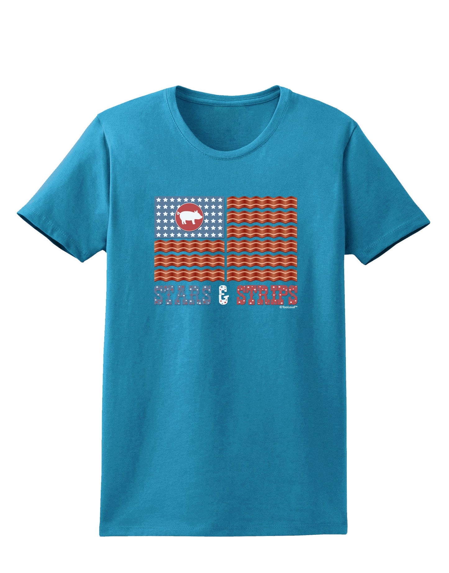 American Bacon Flag - Stars and Strips Womens Dark T-Shirt-TooLoud-Turquoise-X-Small-Davson Sales
