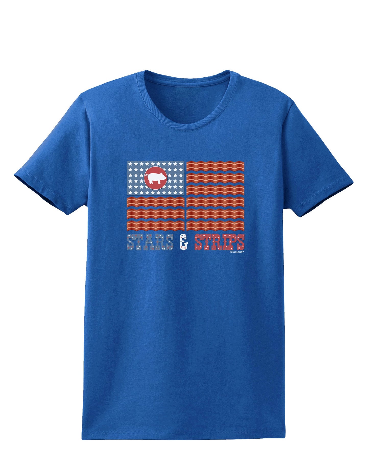 American Bacon Flag - Stars and Strips Womens Dark T-Shirt-TooLoud-Royal-Blue-X-Small-Davson Sales