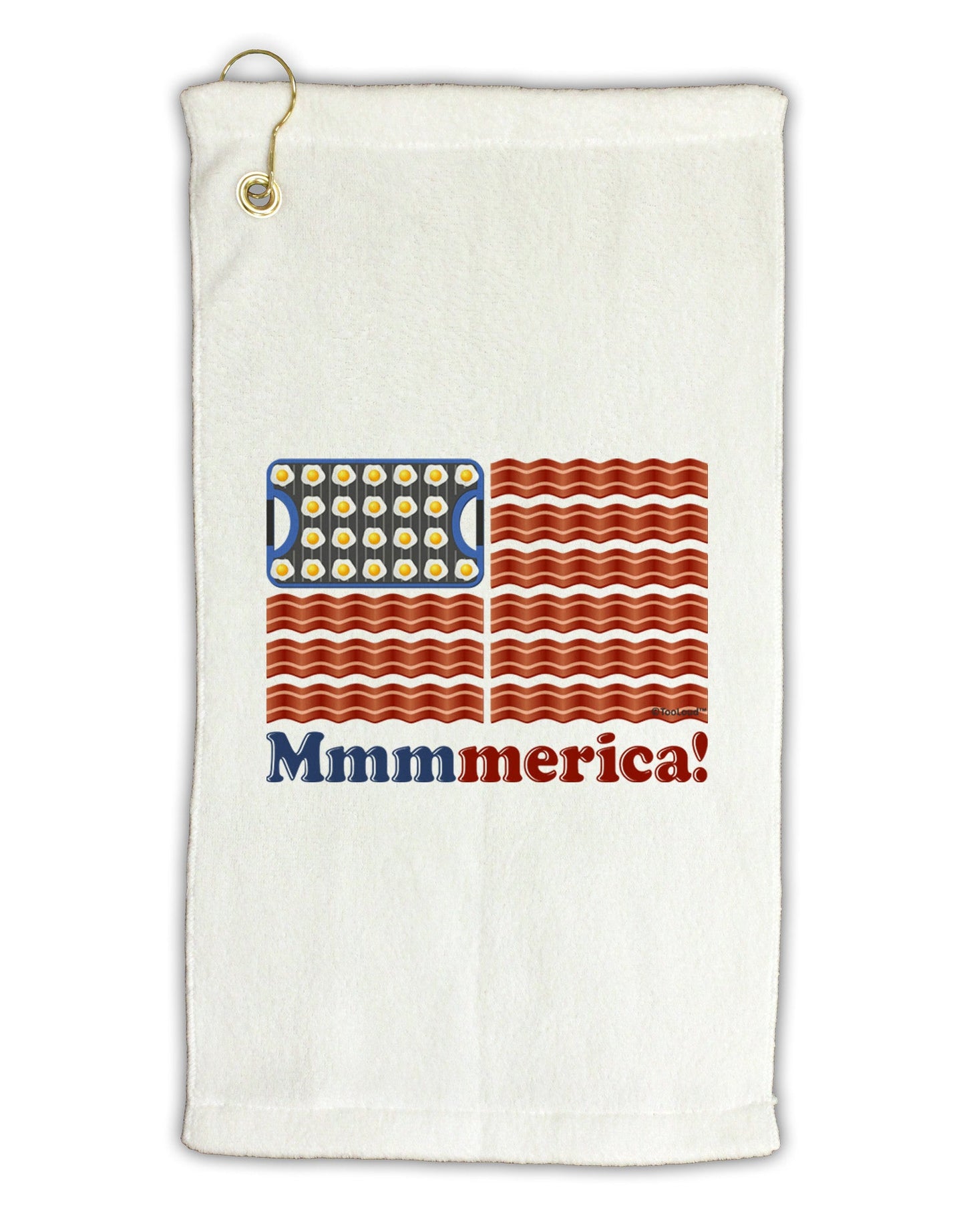 American Breakfast Flag - Bacon and Eggs - Mmmmerica Micro Terry Gromet Golf Towel 16 x 25 inch-Golf Towel-TooLoud-White-Davson Sales