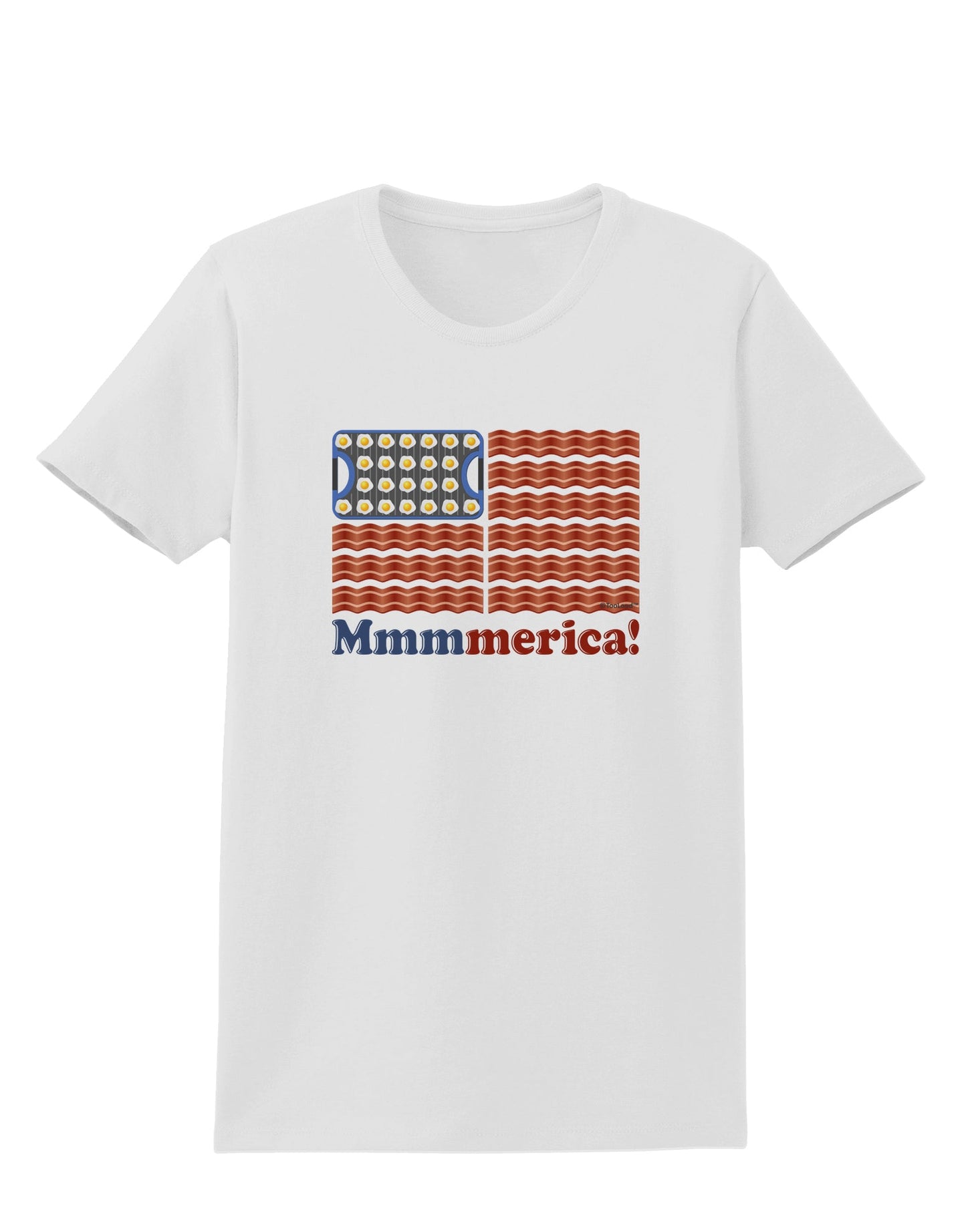 American Breakfast Flag - Bacon and Eggs - Mmmmerica Womens T-Shirt-Womens T-Shirt-TooLoud-White-X-Small-Davson Sales