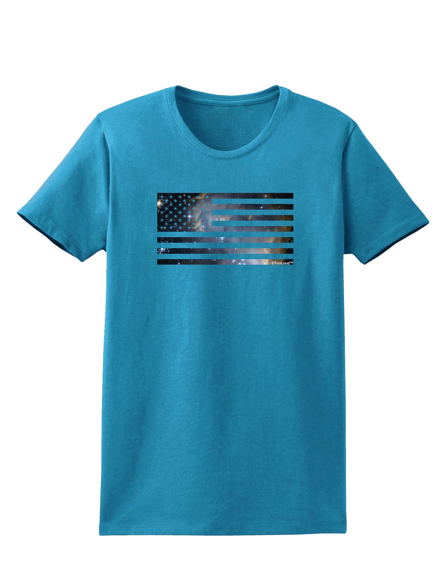 American Flag Galaxy Womens Dark T-Shirt by TooLoud-Womens T-Shirt-TooLoud-Turquoise-X-Small-Davson Sales