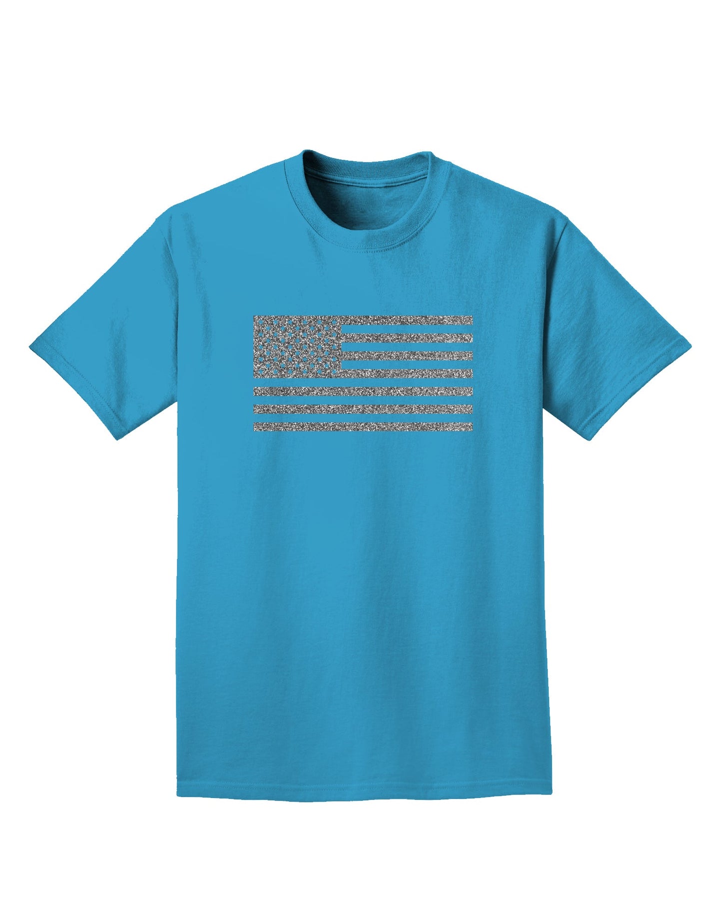 American Flag Glitter - Silver Adult Dark T-Shirt-Mens T-Shirt-TooLoud-Turquoise-Small-Davson Sales