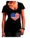American Flag Heart Design Juniors V-Neck Dark T-Shirt by TooLoud-Womens V-Neck T-Shirts-TooLoud-Black-Juniors Fitted Small-Davson Sales