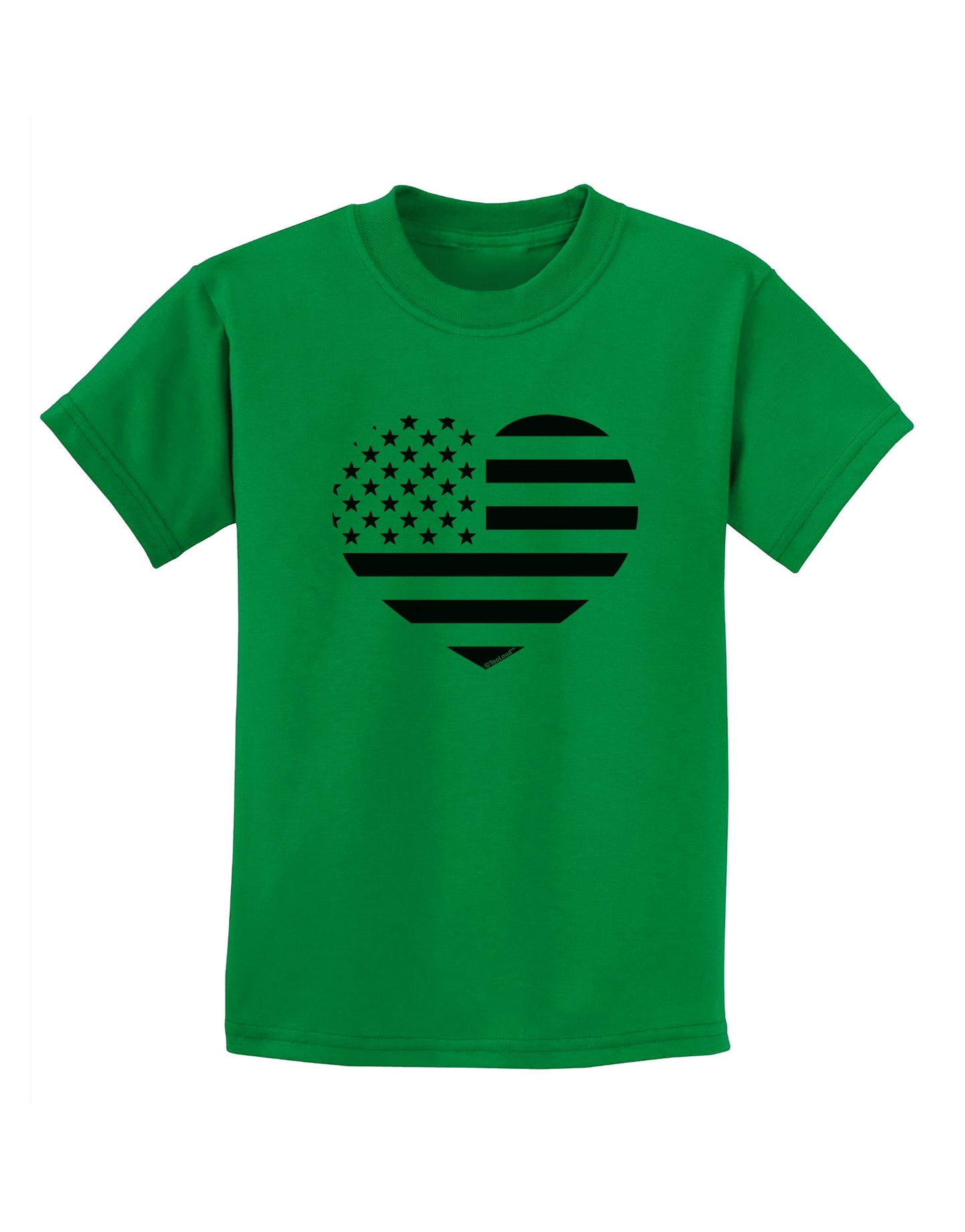 American Flag Heart Design - Stamp Style Childrens T-Shirt by TooLoud-Childrens T-Shirt-TooLoud-Kelly-Green-X-Small-Davson Sales