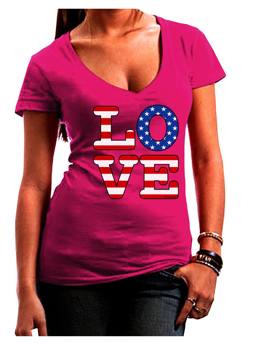 American Love Design Juniors V-Neck Dark T-Shirt by TooLoud-Womens V-Neck T-Shirts-TooLoud-Black-Juniors Fitted Small-Davson Sales