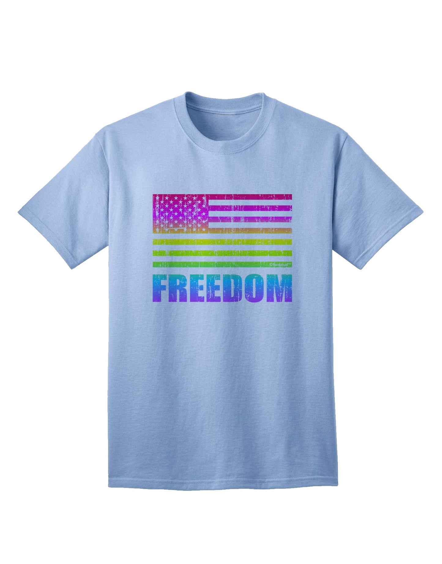 American Pride - Rainbow Flag - Freedom Adult T-Shirt-Mens T-Shirt-TooLoud-Light-Blue-Small-Davson Sales