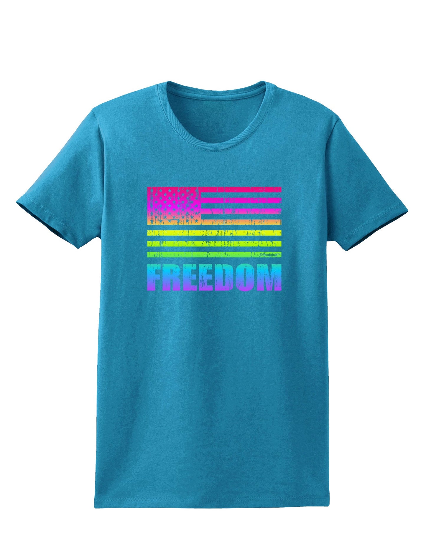 American Pride - Rainbow Flag - Freedom Womens Dark T-Shirt-TooLoud-Turquoise-X-Small-Davson Sales