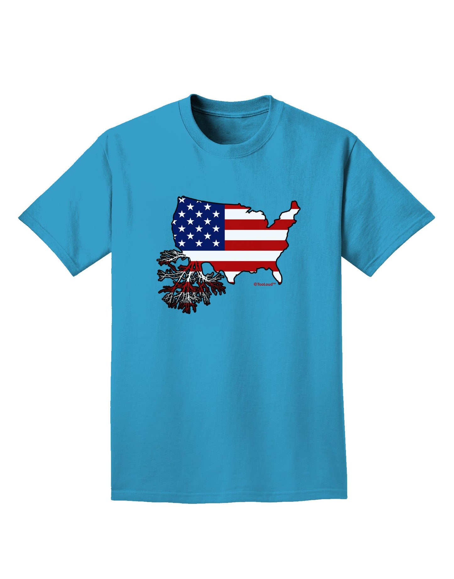 American Roots Design - American Flag Adult Dark T-Shirt by TooLoud-Mens T-Shirt-TooLoud-Turquoise-Small-Davson Sales