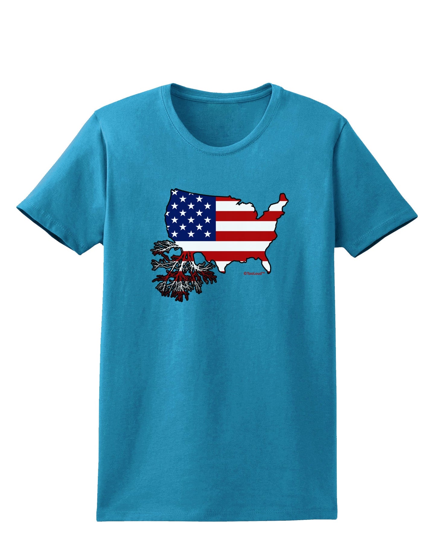 American Roots Design - American Flag Womens Dark T-Shirt by TooLoud-Womens T-Shirt-TooLoud-Turquoise-X-Small-Davson Sales