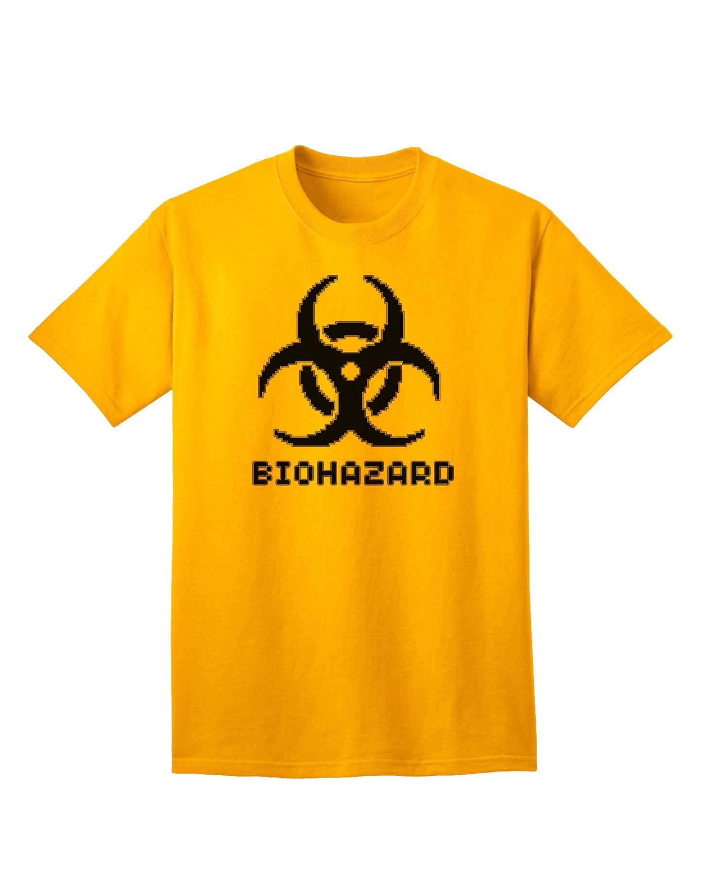 Apocalyptic Adult T-Shirt featuring Biohazard Symbol Pixels-Mens T-shirts-TooLoud-Gold-Small-Davson Sales