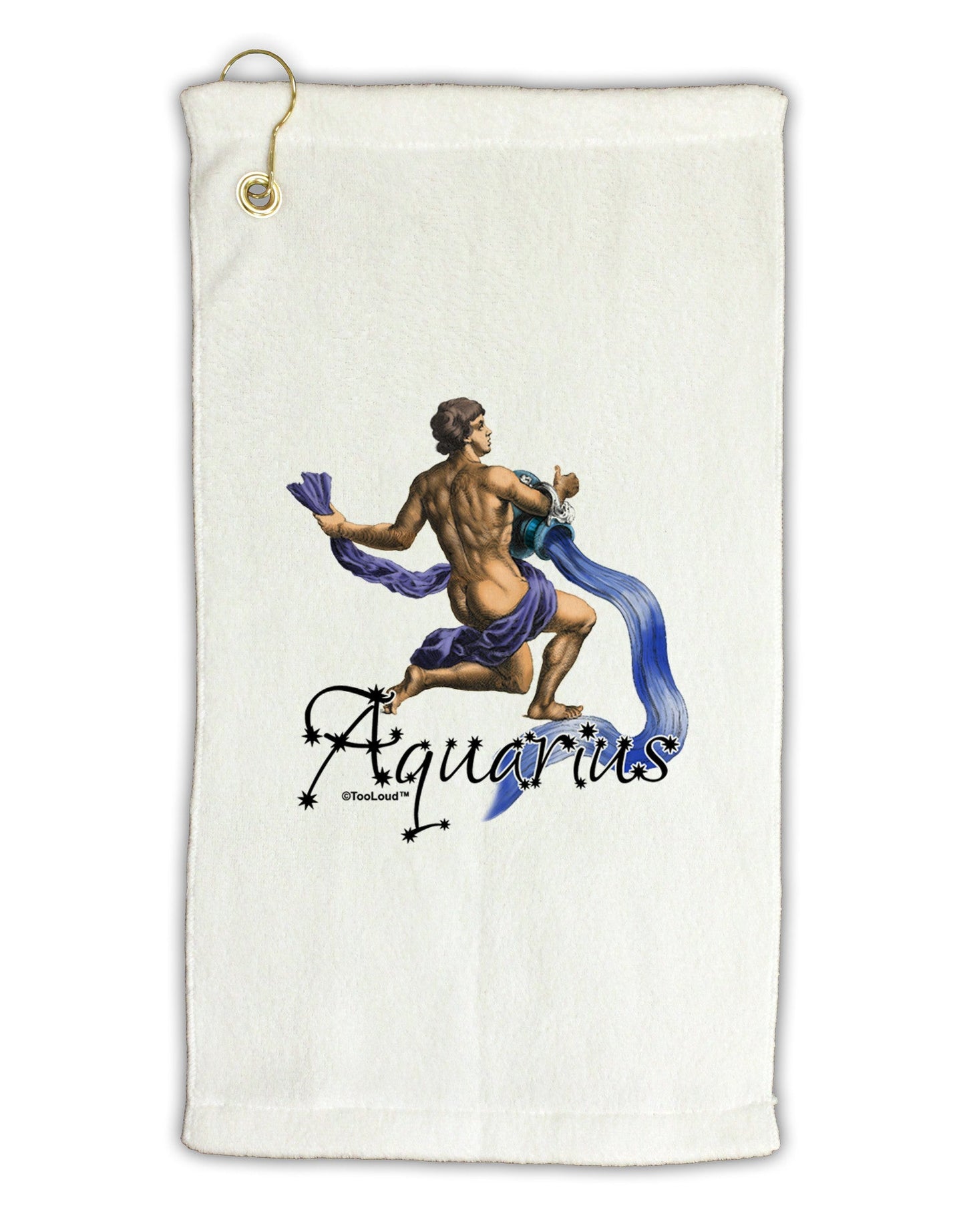 Aquarius Color Illustration Micro Terry Gromet Golf Towel 11"x19-Golf Towel-TooLoud-White-Davson Sales