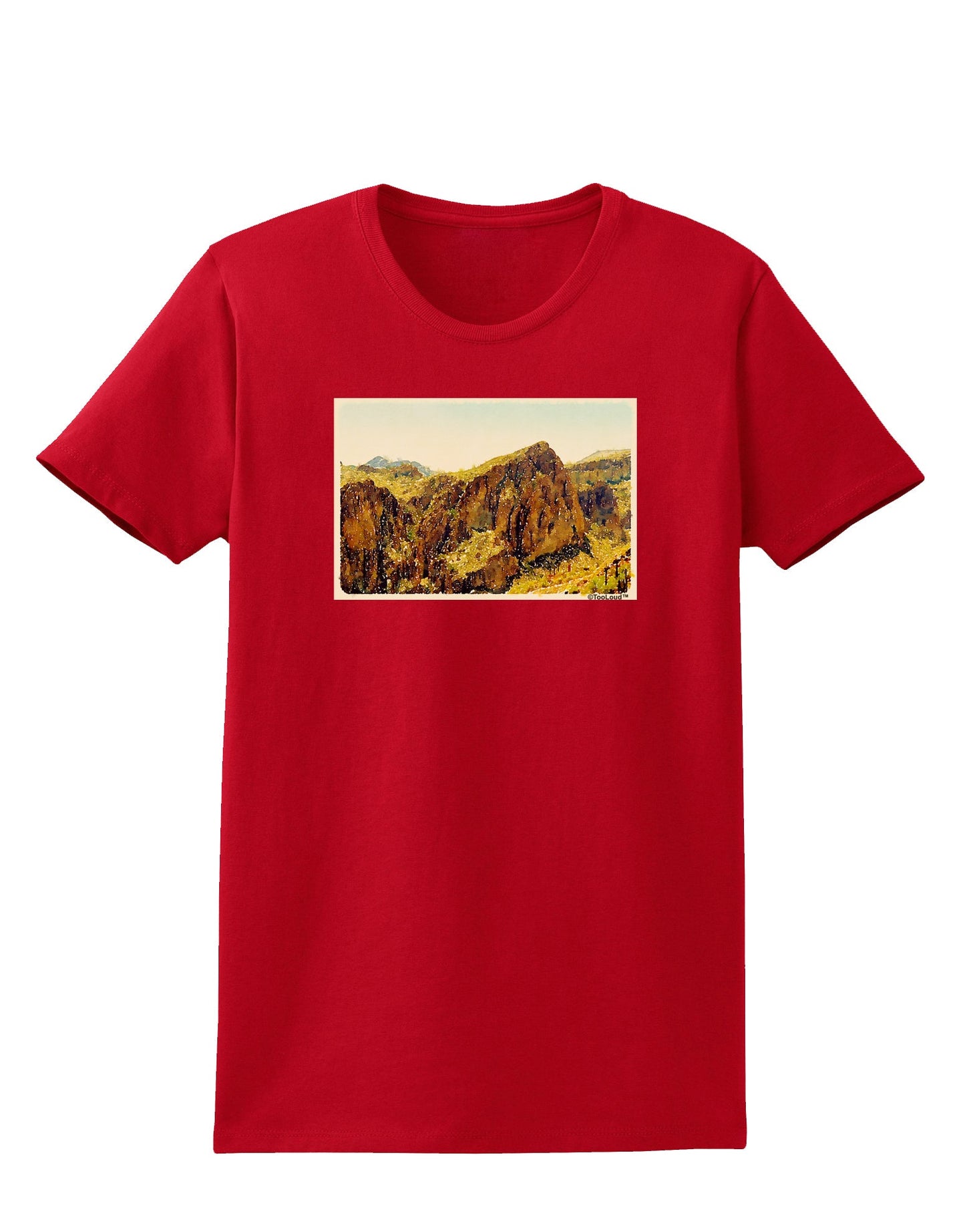 Arizona Mountains Watercolor Womens Dark T-Shirt-TooLoud-Red-X-Small-Davson Sales