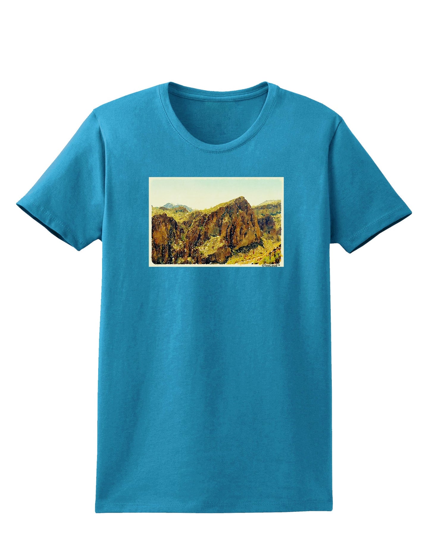 Arizona Mountains Watercolor Womens Dark T-Shirt-TooLoud-Turquoise-X-Small-Davson Sales