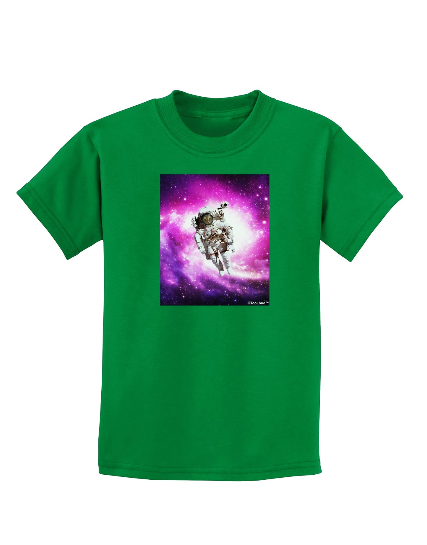 Astronaut Cat Childrens Dark T-Shirt-Childrens T-Shirt-TooLoud-Kelly-Green-X-Small-Davson Sales