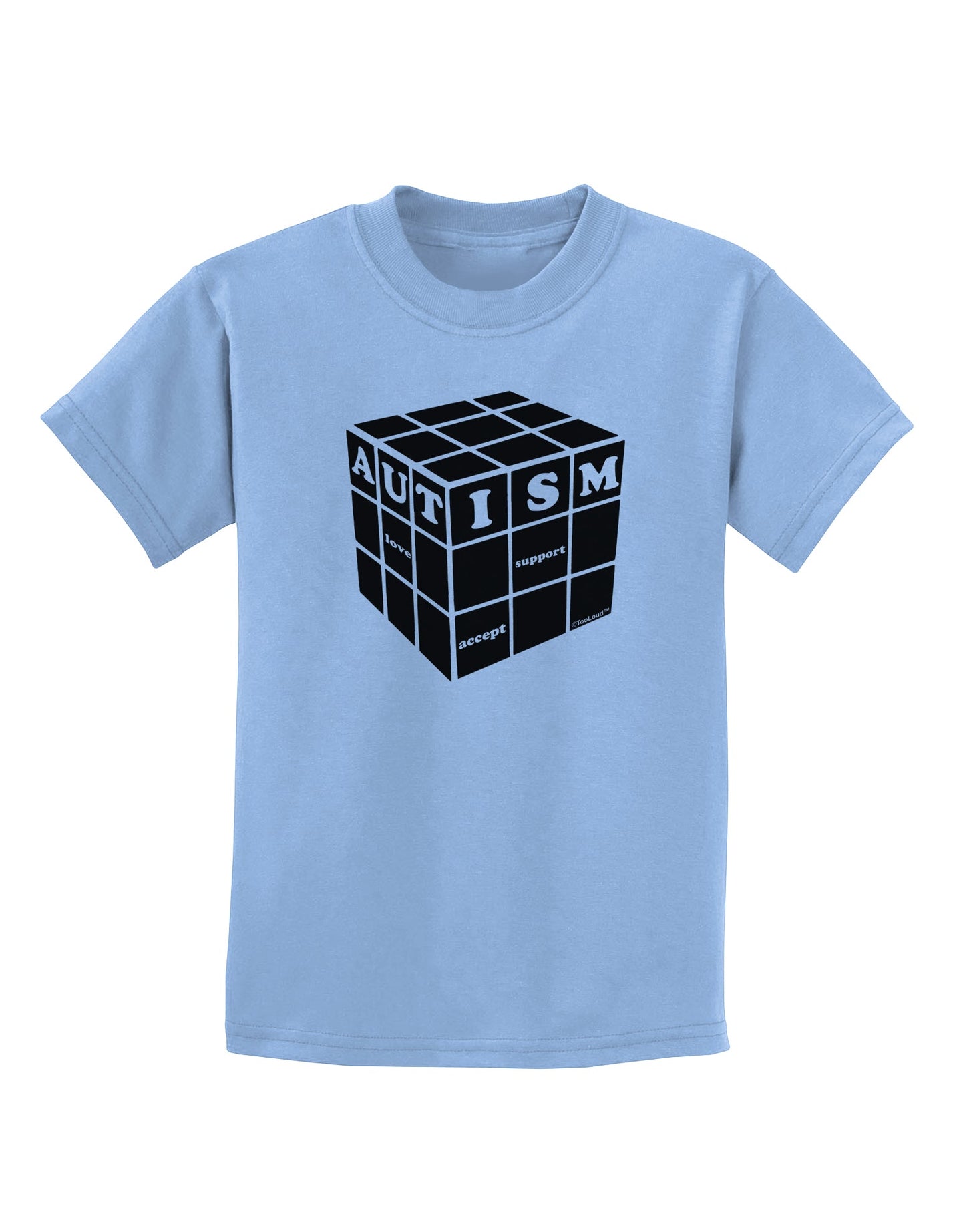 Autism Awareness - Cube B & W Childrens T-Shirt-Childrens T-Shirt-TooLoud-Light-Blue-X-Small-Davson Sales