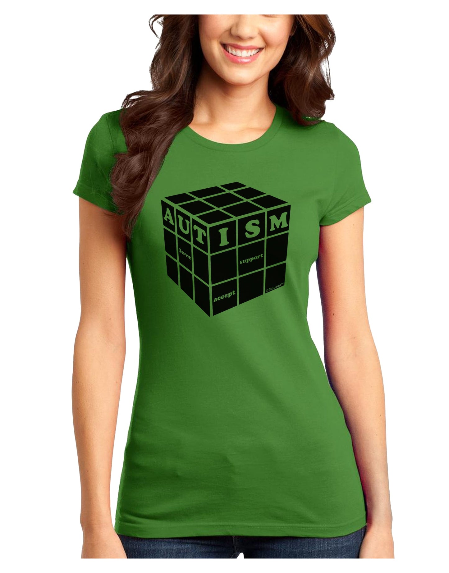 Autism Awareness - Cube B & W Juniors T-Shirt-Womens Juniors T-Shirt-TooLoud-Kiwi-Green-Juniors Fitted X-Small-Davson Sales