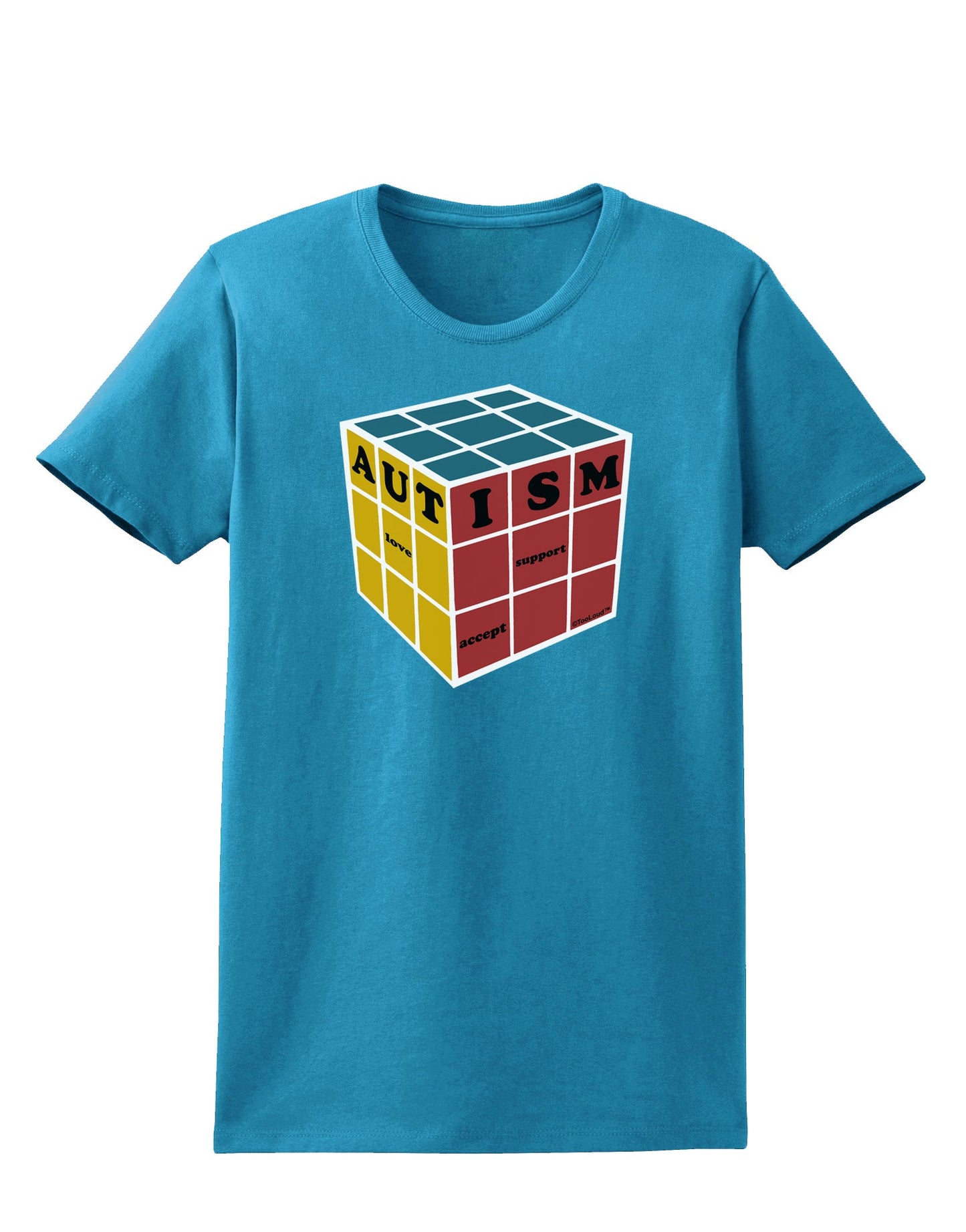 Autism Awareness - Cube Color Womens Dark T-Shirt-TooLoud-Turquoise-X-Small-Davson Sales