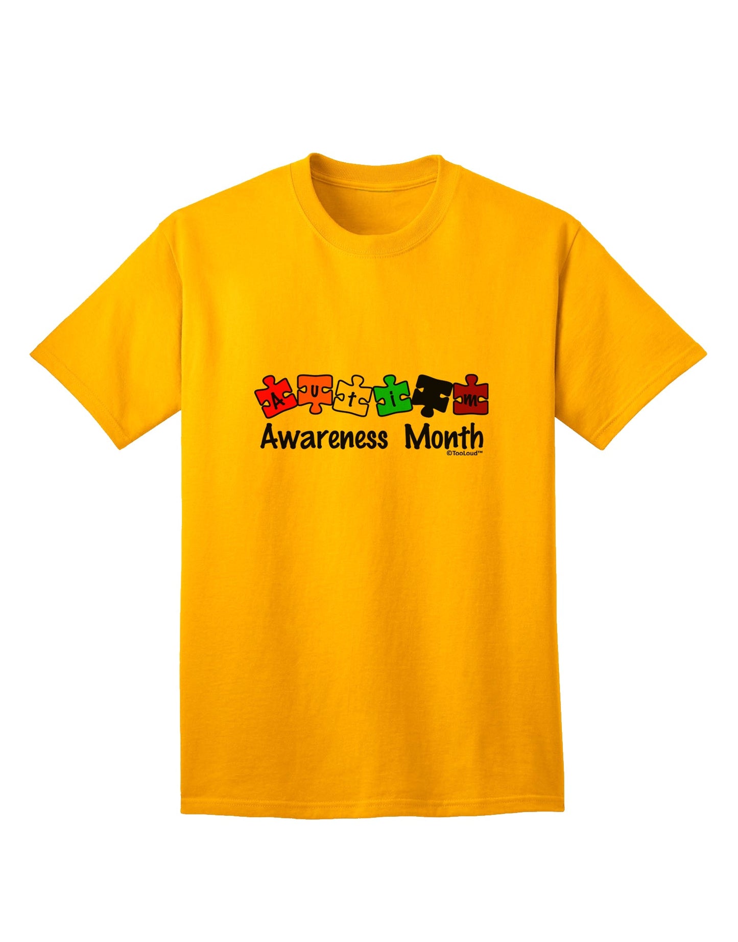 Autism Awareness Month: Vibrant Puzzle Pieces Adult T-Shirt by TooLoud-Mens T-shirts-TooLoud-Gold-Small-Davson Sales
